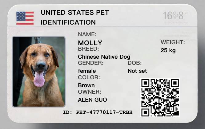 Sample Pet ID Card
